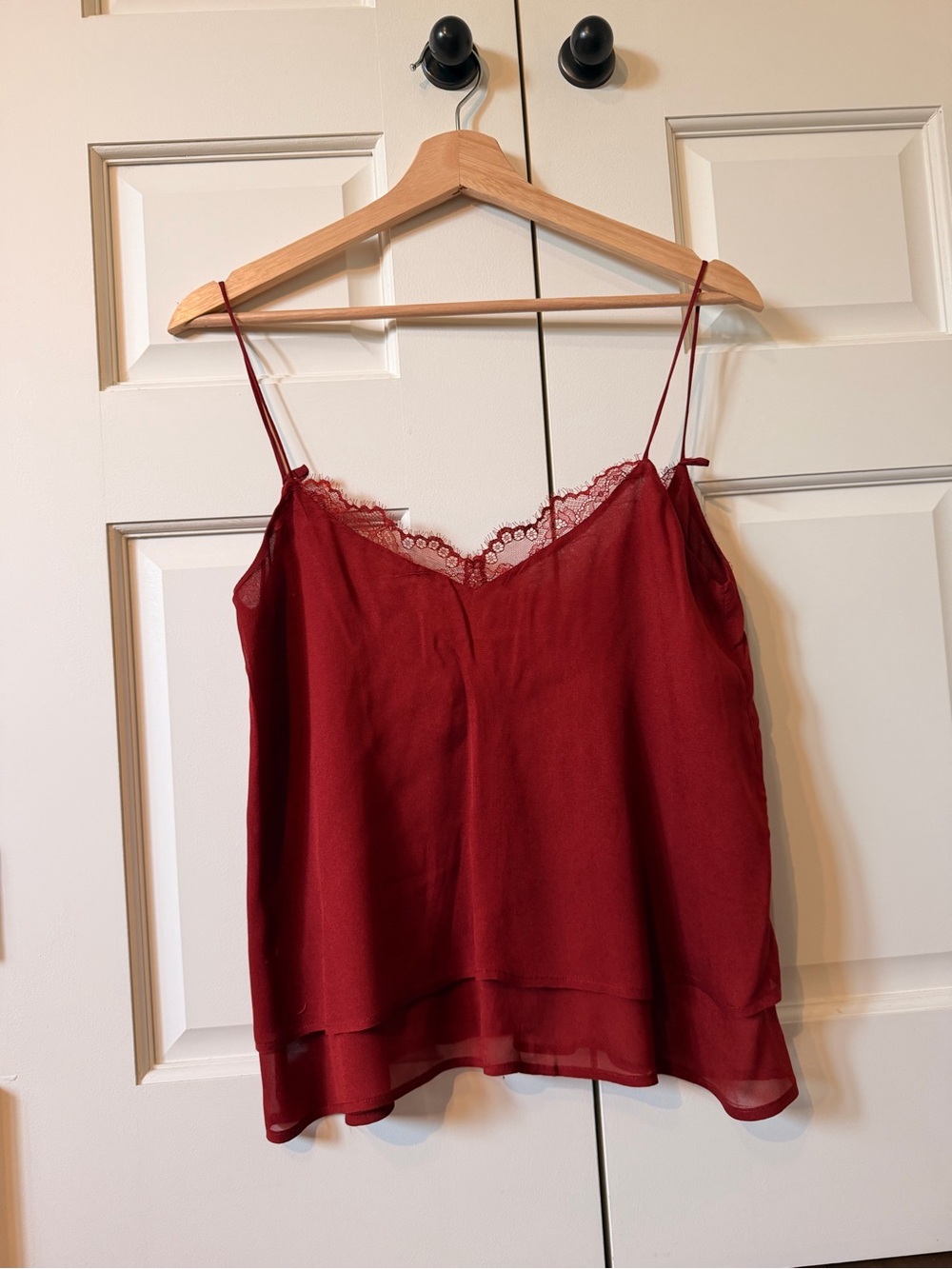 Zara Lace Trim Cami | Burgundy | M